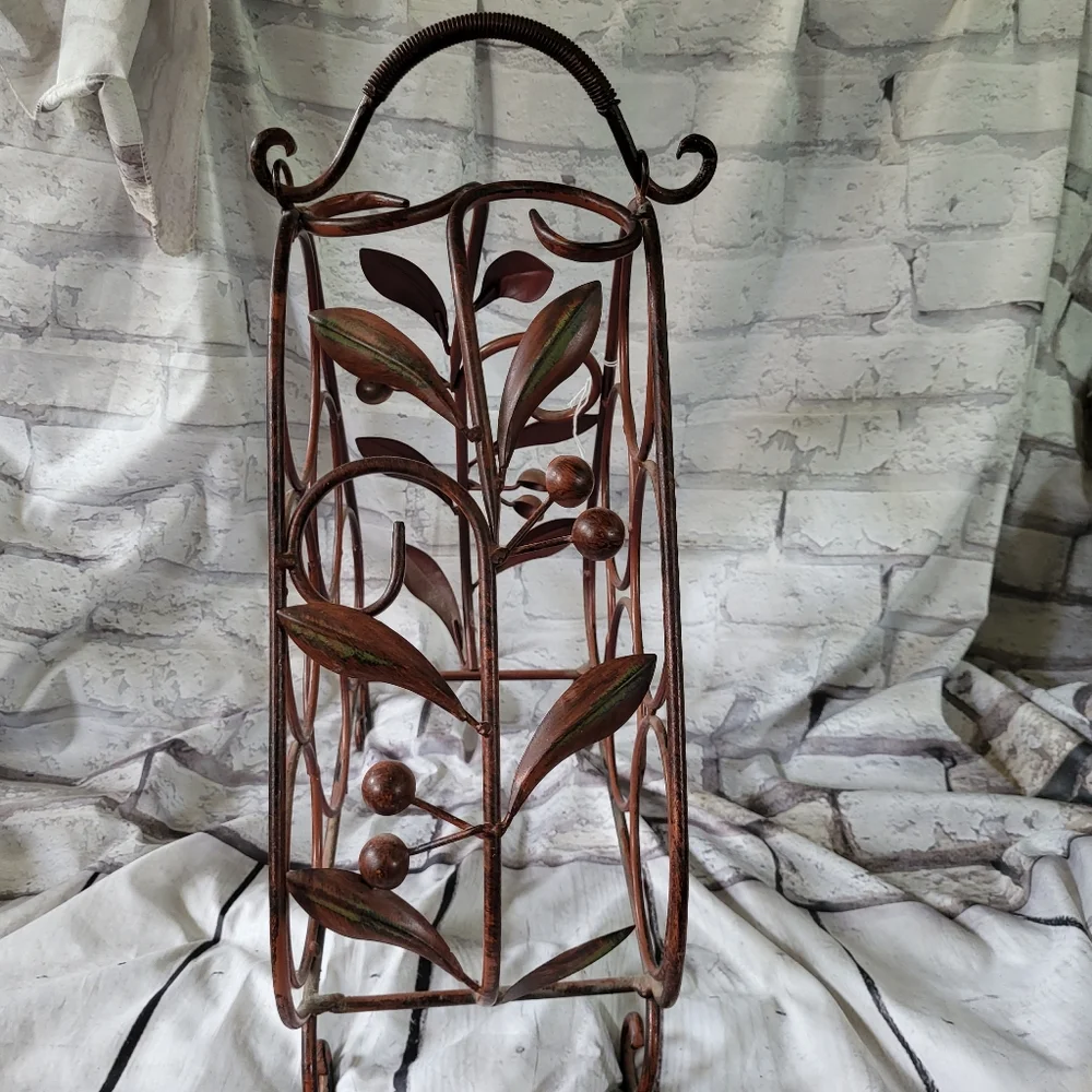 Vintage wrought Iron triangle Wine Rack